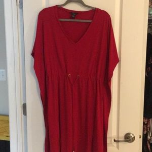 Red fitted flounce dress with Attached Sleeves